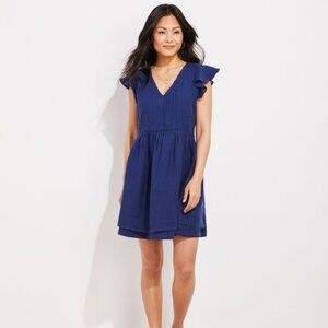 NWOT Vineyard Vines Women's Linen Pintuck Dress, navy blue, size XS
